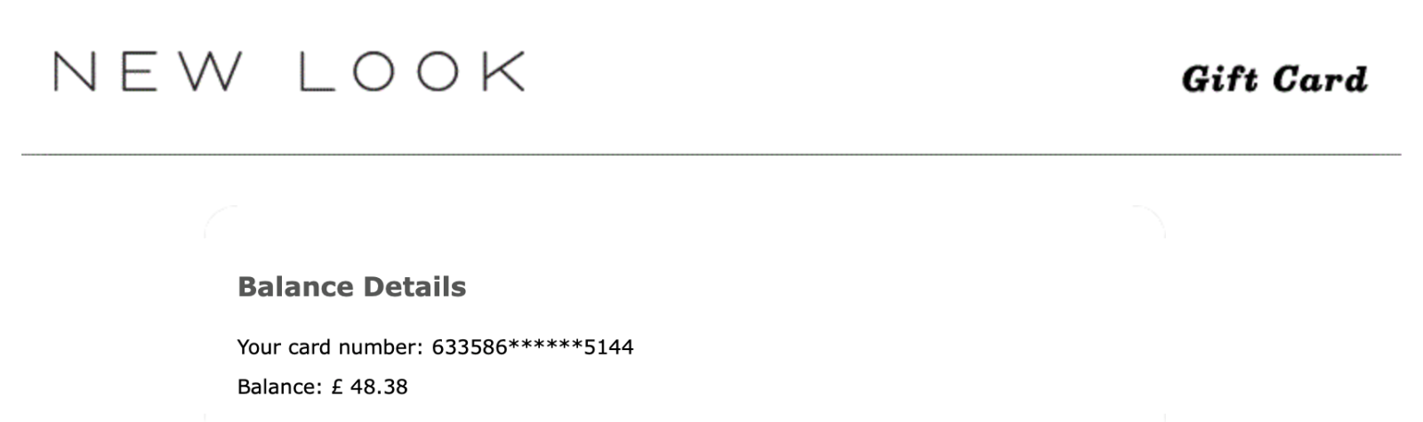 new look gift voucher balance